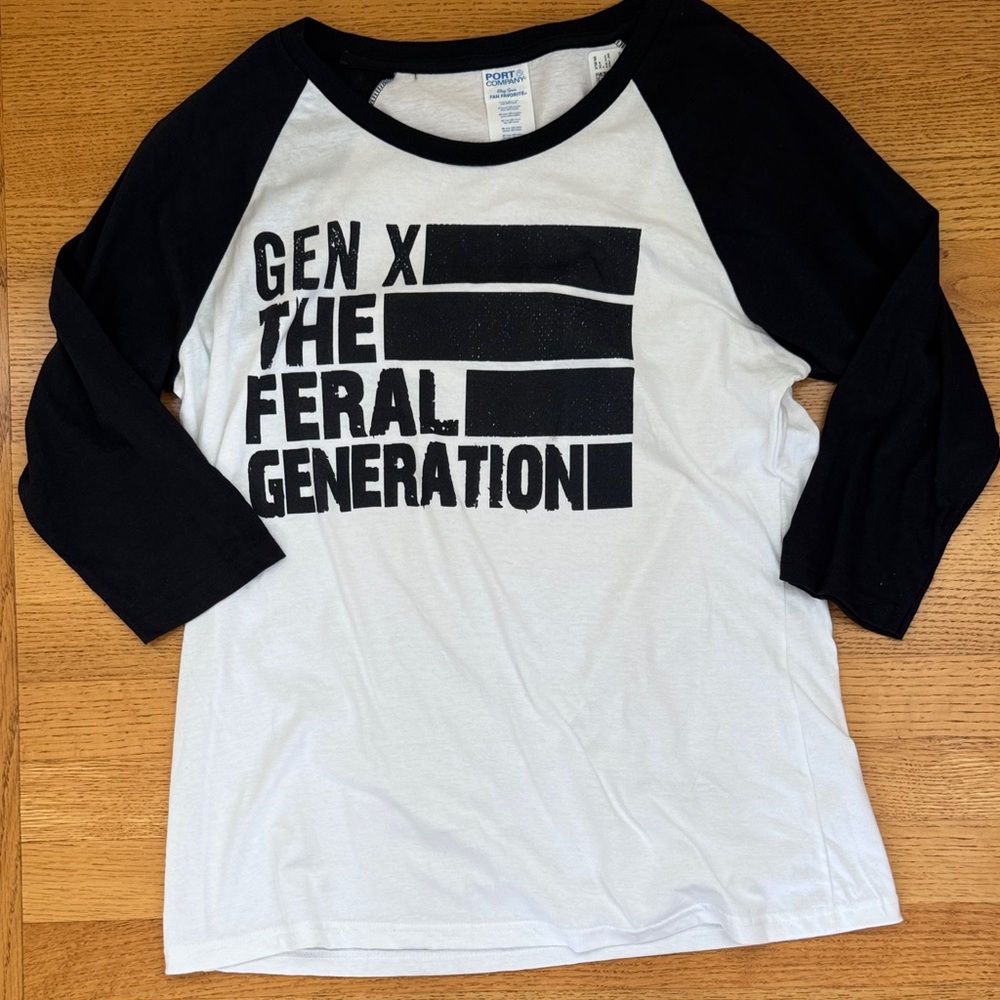 GEN X The Feral Generation 3/4 Sleeve Ringer Tee - Black and White
